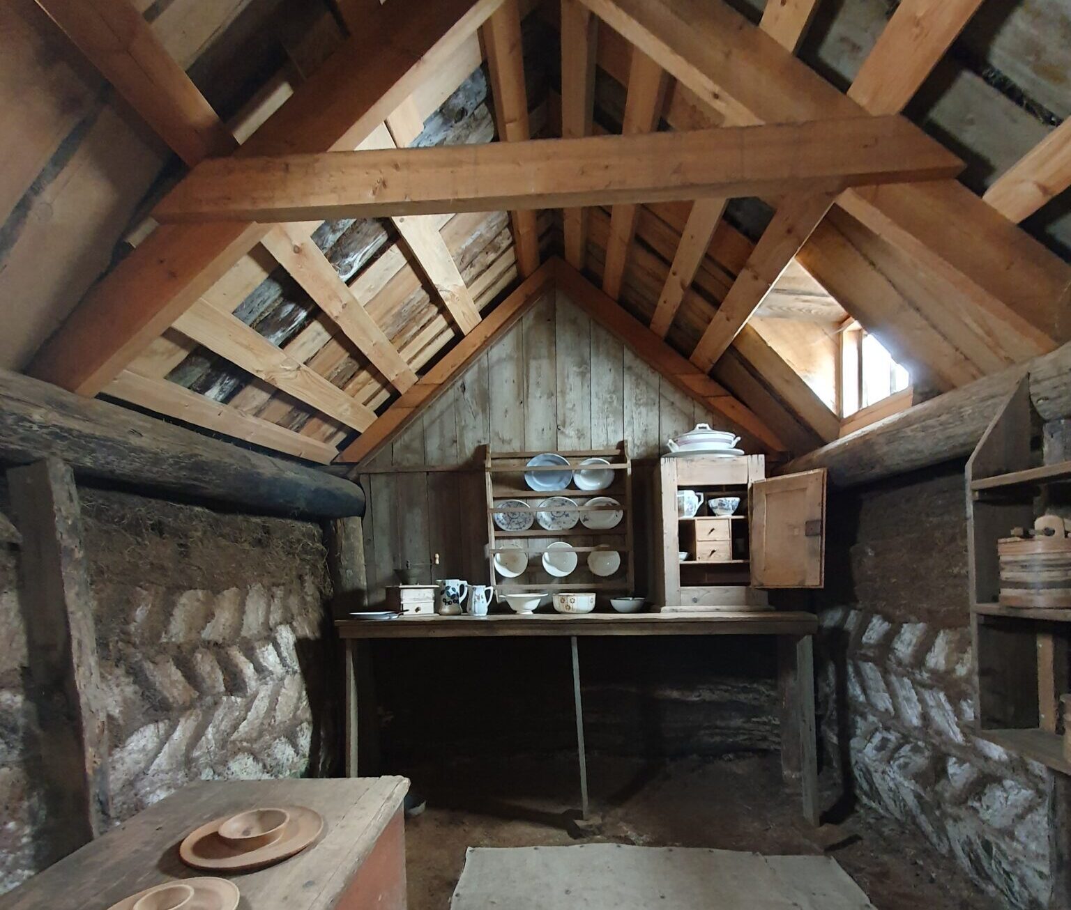 Photo inside Glaumbær's Turf House Museum.